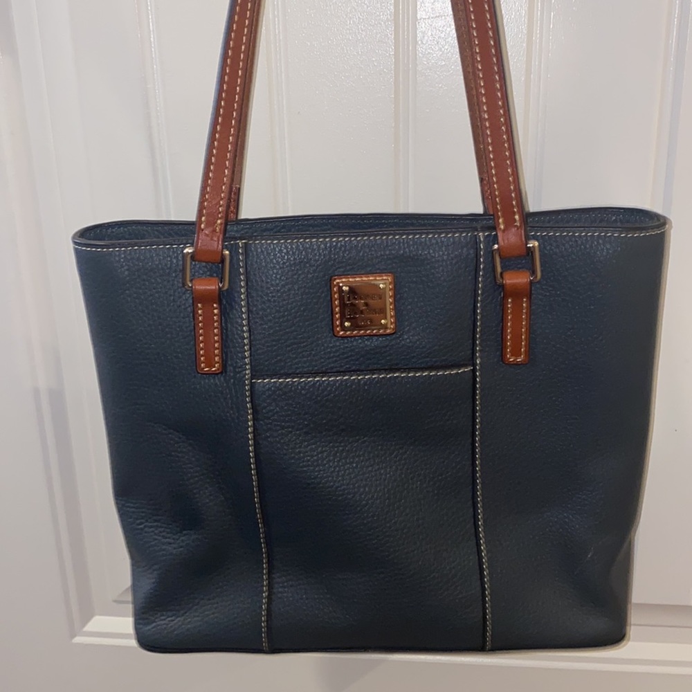 Dooney & bourke navy and brown shoulder bag